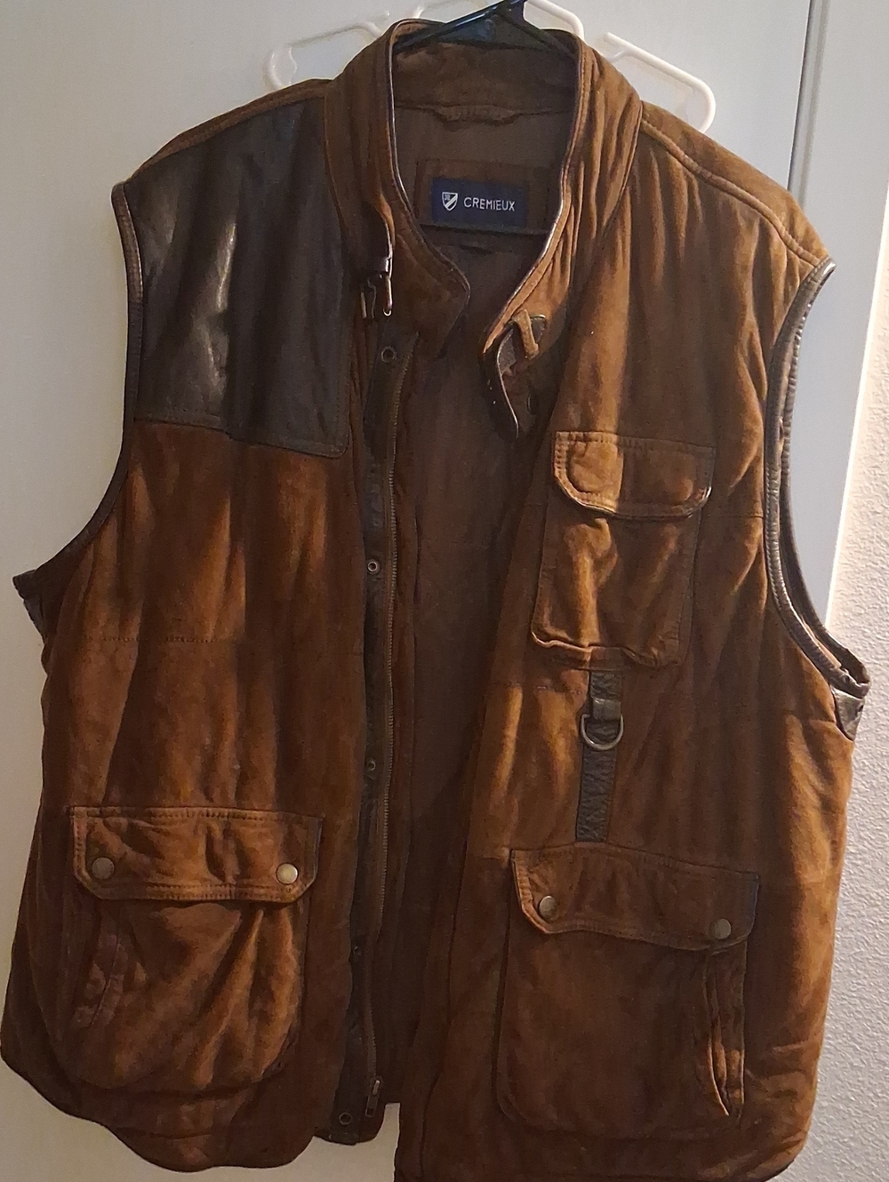 Daniel Cremieux Men's Brown Suede Utility Vest with Leather Accents